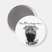 Mops Happy Face Magnet (Vorderseite/Rückseite)