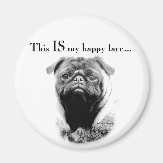 Mops Happy Face Magnet (Vorne)