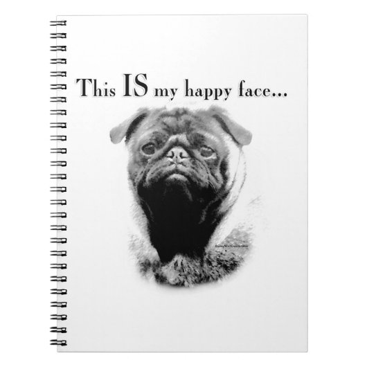 Mops Happy Face Notizblock (Vorderseite)
