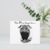 Mops Happy Face Postkarte (Stehend Vorderseite)