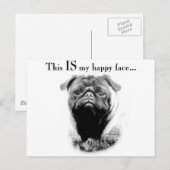 Mops Happy Face Postkarte (Vorne/Hinten)