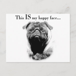 Mops Happy Face Postkarte