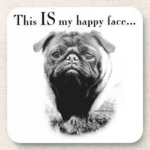 Mops Happy Face Untersetzer