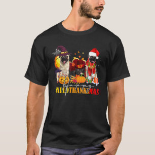 Mops Happy Hallothanksmas Halloween Erntedank Ch T-Shirt