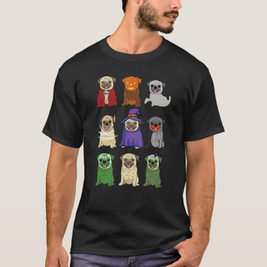 Mops Happy Mops oder zwischen Halloween Niedlich S T-Shirt (Vorderseite)