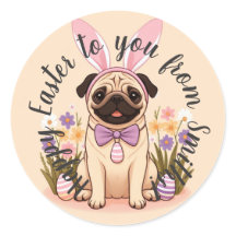 Mops Happy Oaster Aufkleber