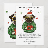 Mops hässlicher Pullover Weihnachten heiße Kakao M (Vorne/Hinten)