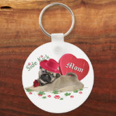 Mops hat Herzgeschenke Schlüsselanhänger (Vorderseite)