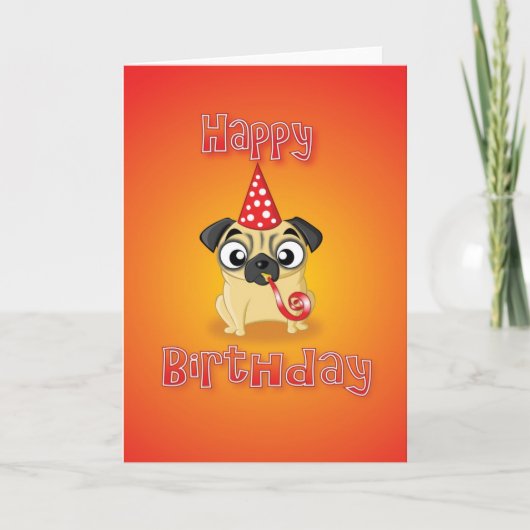 Mops - hat&whistle - alles Gute zum Geburtstag Karte (Vorderseite)