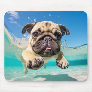 Mops Haustier Tierspass Wasserspielen Mousepad