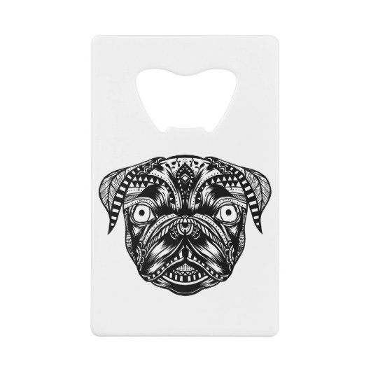 Mops Head - Mandala Design Geldbeutel Flaschenöffner (Vorderseite)