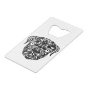 Mops Head - Mandala Design Geldbeutel Flaschenöffner (Rückseite Schrägansicht)