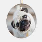 Mops Head Tilt Keramik Ornament (Links)