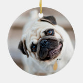 Mops Head Tilt Keramik Ornament (Hinten)