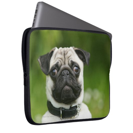 Mops Headshot Laptopschutzhülle (Vorne Rechts)