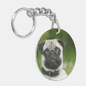 Mops Headshot Schlüsselanhänger (Vorderseite links)