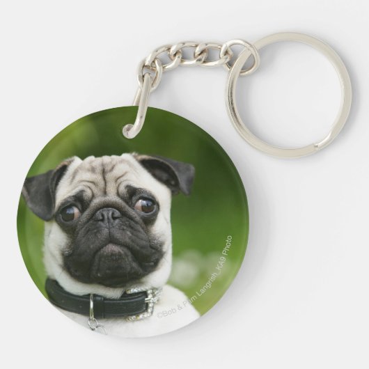 Mops Headshot Schlüsselanhänger (Rückseite)