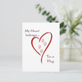Mops Heart Belongs Postkarte (Stehend Vorderseite)