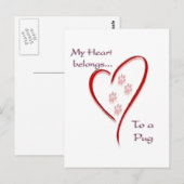 Mops Heart Belongs Postkarte (Vorne/Hinten)