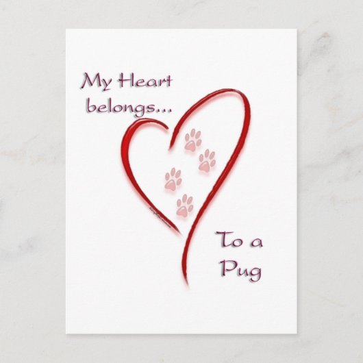 Mops Heart Belongs Postkarte (Vorderseite)