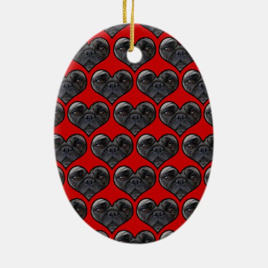 Mops Hearts Keramik Ornament (Hinten)