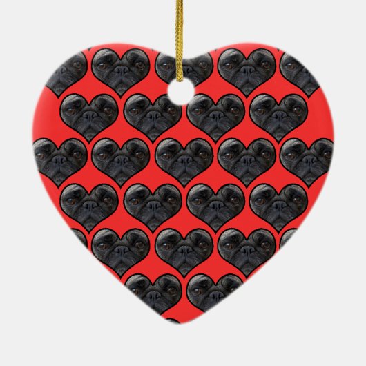 Mops Hearts Keramik Ornament (Hinten)