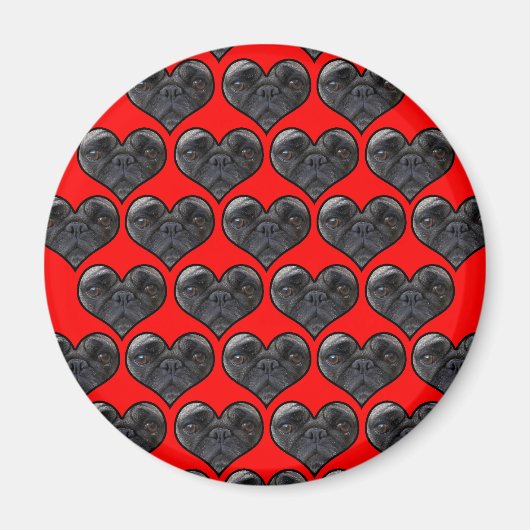 Mops Hearts Magnet (Vorne)