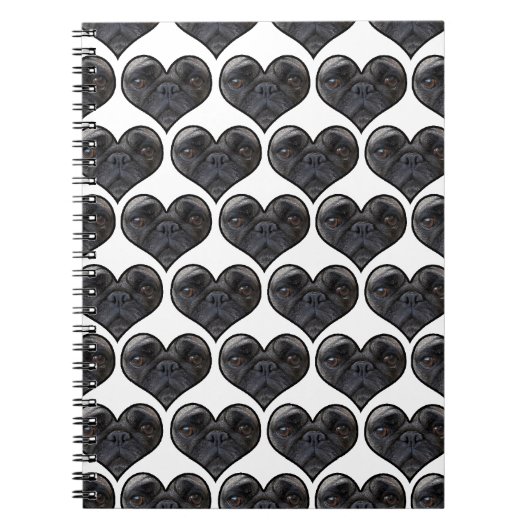 Mops Hearts Notizblock (Vorderseite)