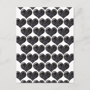 Mops Hearts Postkarte