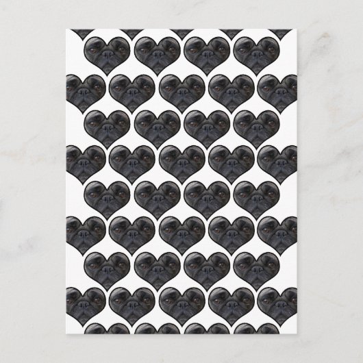 Mops Hearts Postkarte (Vorderseite)
