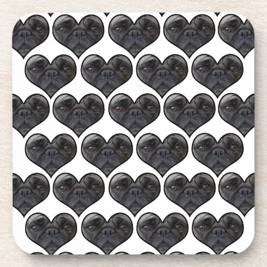 Mops Hearts Untersetzer (Vorderseite)