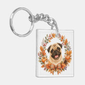 Mops Herbstkranz Schlüsselanhänger (Vorderseite links)
