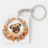 Mops Herbstkranz Schlüsselanhänger (Rückseite)