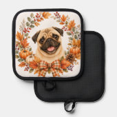 Mops Herbstkranz Topflappen (Vorderseite/Rückseite)