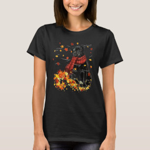 Mops-Herbstschal Hunde Herbstlaub T-Shirt