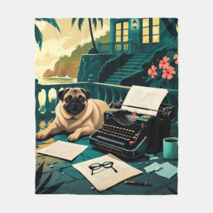 Mops-Herrchen vintage Fleecedecke