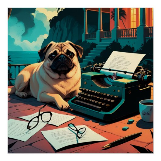 Mops-Herrchen vintage Poster (Vorderseite)