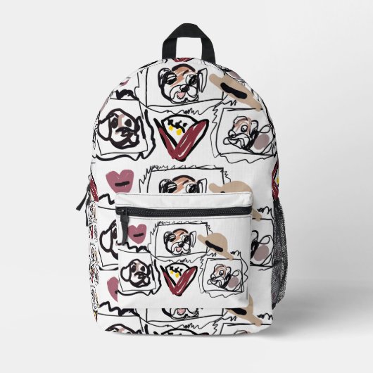 Mops-Herzen Bedruckter Rucksack (Vorderseite)