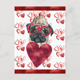 Mops-Herzen Hunde-Liebhaber Valentinstag Geschenk Feiertagspostkarte