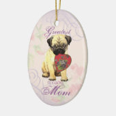 Mops Herzliche Mama Keramik Ornament (Links)
