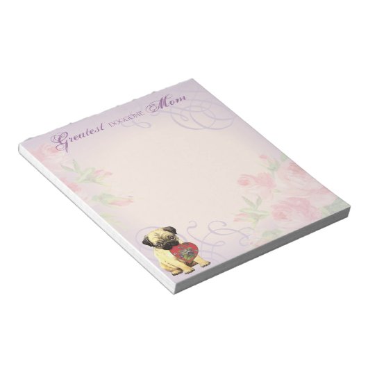 Mops Herzstück Mama Notizblock (angewinkelt)