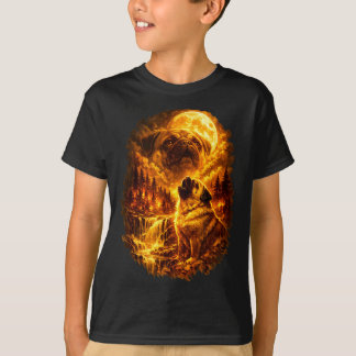 Mops heult zum Mond dramatischer Vollmond  T-Shirt