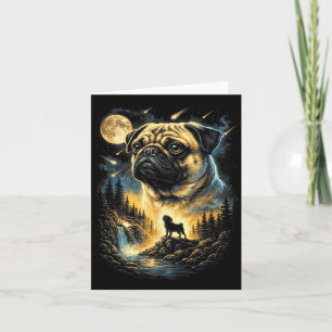 Mops heult zum Mond Vintage 90er lustiger Hund Karte