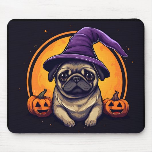 Mops Hexenbrumkins Halloween Mousepad (Vorne)