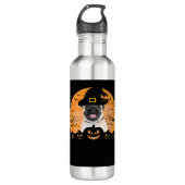 Mops Hexenhut Jack-o-Lantern Hunde Halloween T-Shi Edelstahlflasche (Vorderseite)