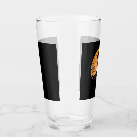 Mops Hexenhut Jack-o-Lantern Hunde Halloween T-Shi Glas (Rechts)