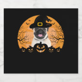 Mops Hexenhut Jack-o-Lantern Hunde Halloween T-Shi Schaumweinetikett (Einzelnes Label)