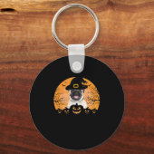 Mops Hexenhut Jack-o-Lantern Hunde Halloween T-Shi Schlüsselanhänger (Vorderseite)