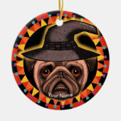 Mops Hexenschmuck Keramik Ornament (Vorne)