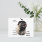 Mops History Design Postkarte (Stehend Vorderseite)